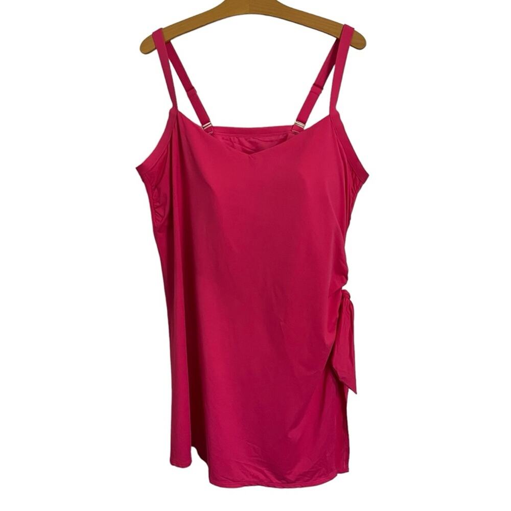 Lands’ End Sweetheart Swim Dress One Piece Swimsuit Bright Pink Plus Size 24W - Picture 2 of 16